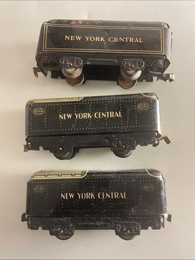 Marx Lines New York Central Tender Tin Metal Lot Of 3